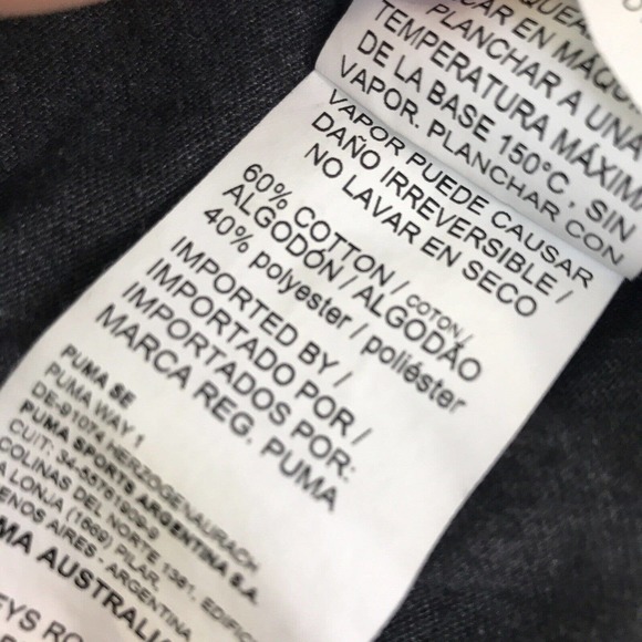 Puma Men's Dark Gray Short Sleeve T-Shirt Red Big Logo Size Medium Athletic Gym - Picture 10 of 10